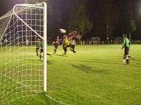 Presteigne St Andrews FC Nick Evans scores against Carno earlier this season