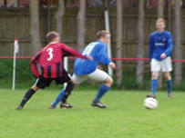 Robbie Steele in action against Caersws Reserves