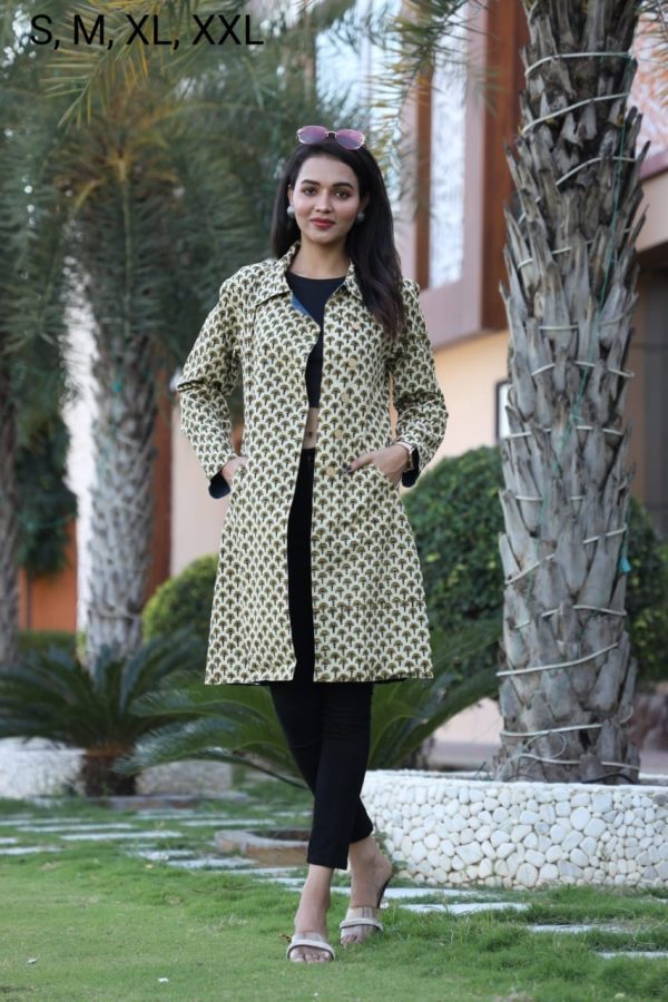 Urban Midi Jas met Hand Block Print - Afbeelding 37