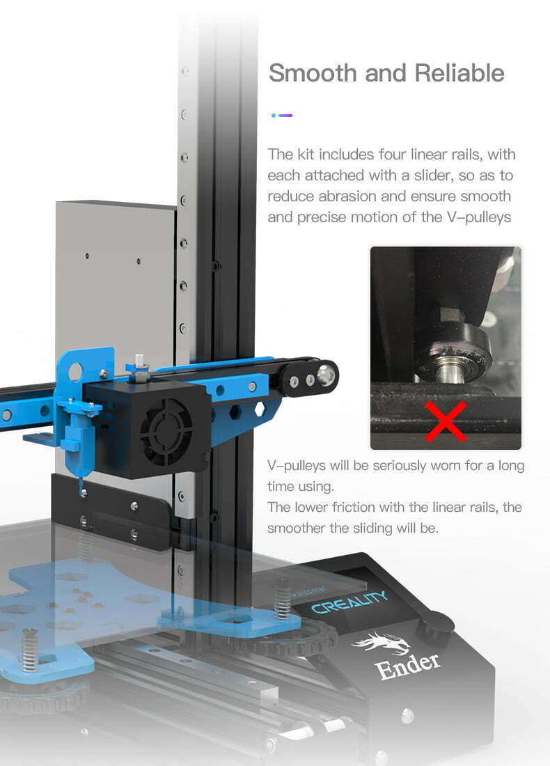 Creality Linear rails kit får din 3D printer til at køre som smurt