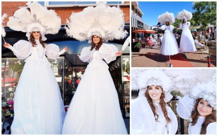 Betover uw evenement met White Cirque Steltenlopers: theatrale elegantie op stelten voor winterse feesten, kerst, Venetiaanse thema's en meer!