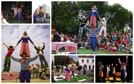 Ervaar hilarisch entertainment met het Acrobaten Duo! Vrijwilligers gezocht voor klompendansjes en acrobatische trucs. Boek nu voor Hollandse fun!