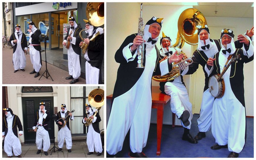 Boek het Pinguïns Dixieland Looporkest voor een onvergetelijk evenement. Breed repertoire, flexibele bezetting. Swingend of ontspannen, het perfecte geluid voor uw feest!