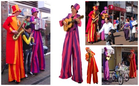 Boek de Muzikale Boys Steltenlopers voor een onvergetelijke mix van humor, interactie en veelzijdige muziek op festivals, straattheater en evenementen. 🎶