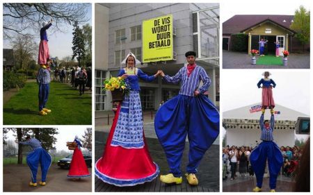 Ontvang een warm welkom met Hollandse Acrobaten Steltenlopers! Unieke mix van steltenlopen en acrobatiek voor een onvergetelijke sfeer. Boek nu!"