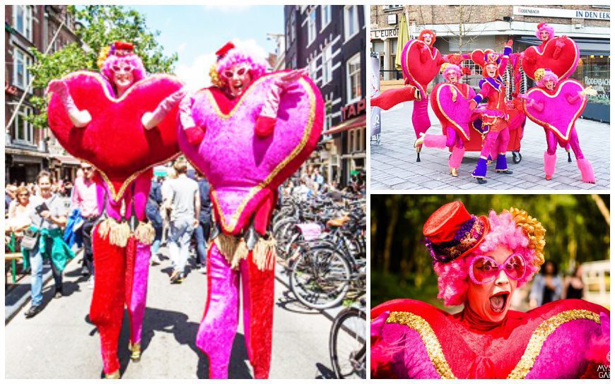 Laat de liefde stromen met de Vrolijke Hartjes Steltenlopers - een act die harten verwarmt en een onvergetelijke indruk achterlaat!