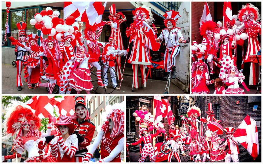 Ervaar het spektakel van de Betoverende Rood Witte Bonte Parade - een explosie van kleur, liefde en betovering!