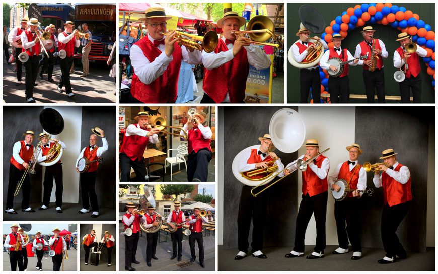 Dit Dixieland Orkest Rode Vest met Rieten Hoedje speelt een voor iedereen herkenbaar repertoire in dixie-stijl.