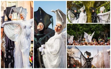 Ervaar betoverende Vlinder Diva's Steltenlopers: Een majestueus schouwspel hoog boven het publiek. Een sfeervolle toevoeging aan elk evenement!