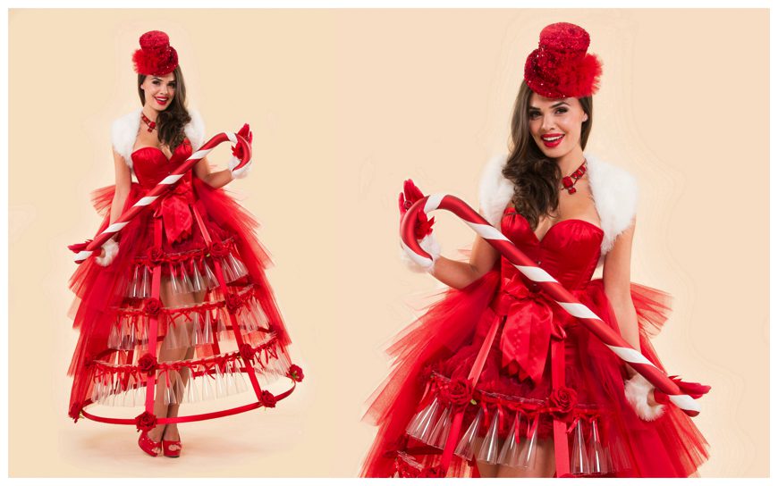 Feestelijke Champagne Christmas Girls ROOD: Kerstige Betovering op uw Event! 🎄 Geniet van sfeer en traktaties. Boek nu voor een magische ervaring.