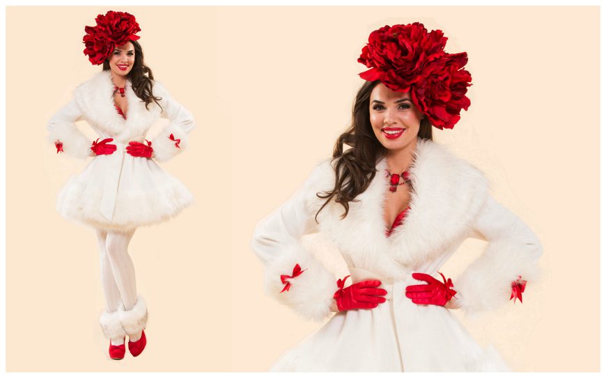Betover uw evenement met Winter Girls White Red - Elegante gastvrouwen met flair en promotievaardigheden. Magische winterse sfeer voor uw gasten!