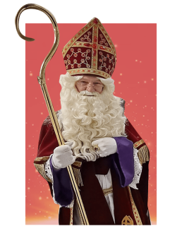 Sinterklaas huren voor feesten, bedrijfsfeesten, straatanimatie, entertainment Sint en piet, grappige typetjes in België en Nederland Mooie Luxe Sinterklaas thuis aan huis