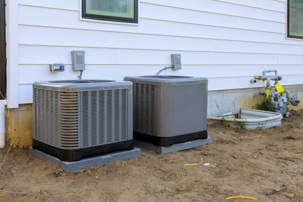 Air conditioning system outside installation on of the house.