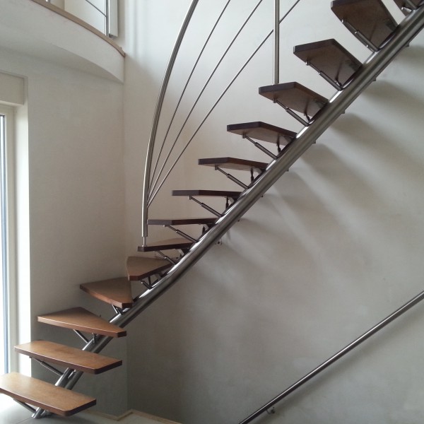 escalier inox bois