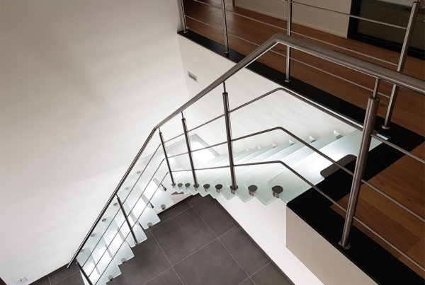 Escalier Inox Verre Opalin Extra Clair