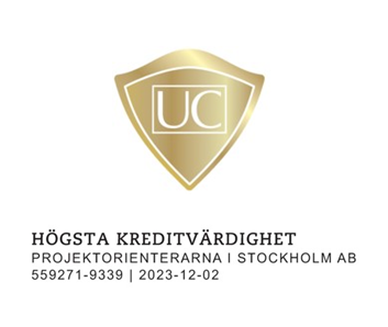 UC Gold: Tilldelad av Sveriges ledande kreditupplysningsföretag, denna certifiering symboliserar vår maximala kreditvärdighet och den högsta försäkran om vårt företags finansiella stabilitet och tillförlitlighet.