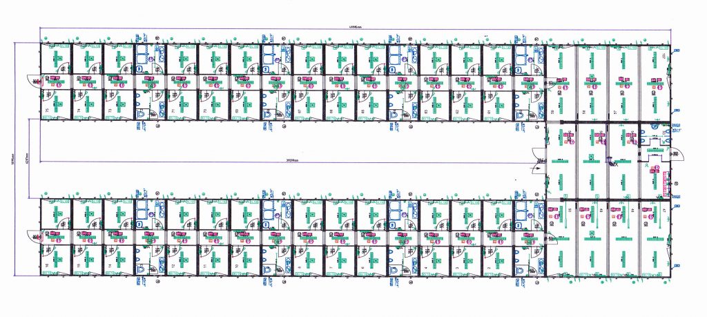 P/F MEST For vores kunde P/F MEST i Skala på Færøerne – leverede og opstillede vi i december 2018 – 44 stk. 20′ moduler til en beboelsescamp til 48 mand. Modulerne er isolerede og fæstnet til fundament, således at de er klar til det hårde klima som kan være der. Campen indeholder 48 værelser, toiletter og bad – samt 2 store opholdsrum til køkken og afslapningsområde.