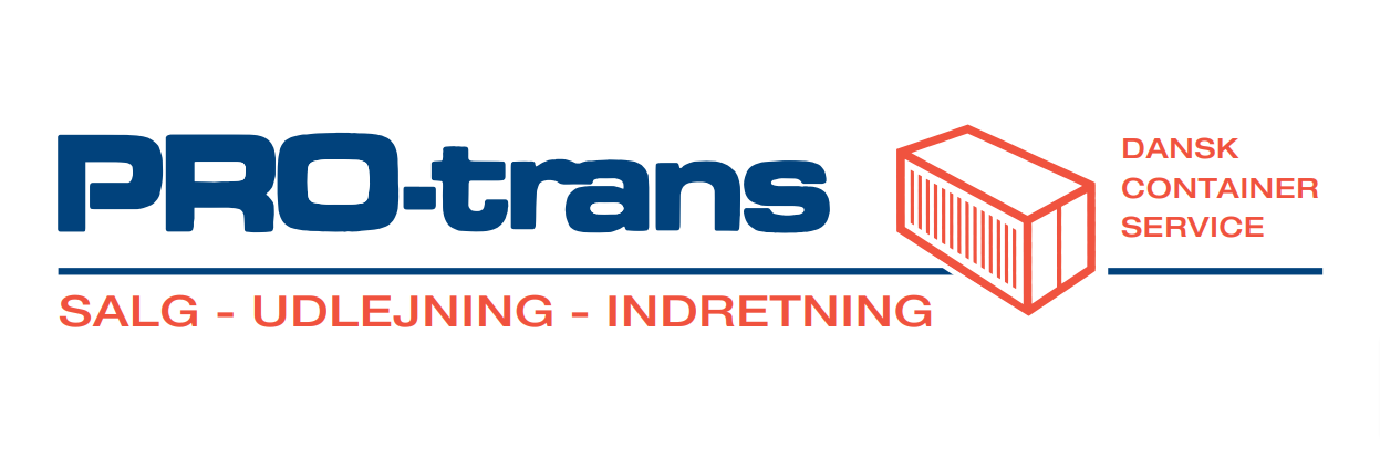 Dansk Container Service, Container virksomhed PRO-trans A/S logo, salg, udlejning og indretning. Dansk container service. Vi har et stort udvalg indenfor container, pavilloner, kontorcontainer og sanitetscontainer.