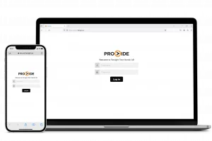 ProVide login screen shown on laptop and mobile device
