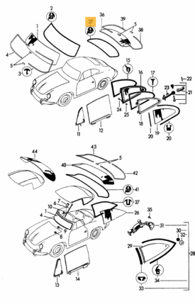 Windscreen / Windshield (REAR) Rubber Seal - Pre 'A', 356A and 356B T5 - Image 2