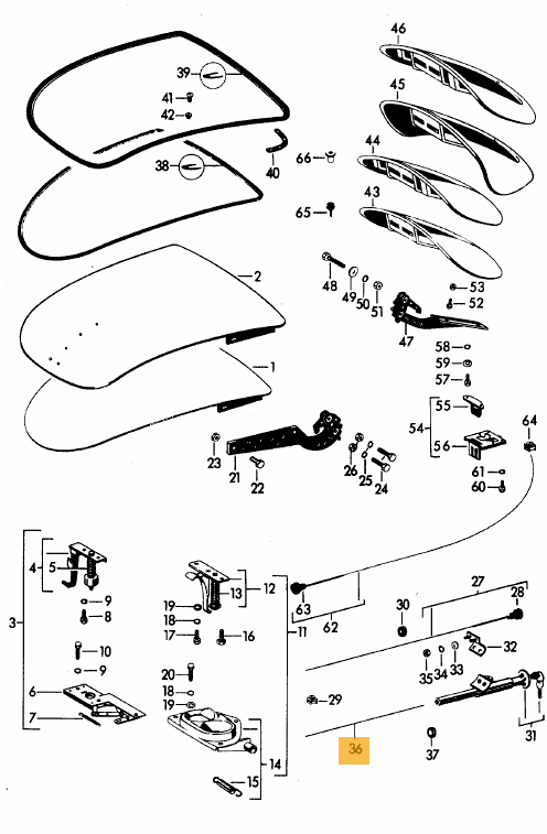 Bonnet / Hood or Rear Engine Lid, Release Pull Cable - all 356 - Image 2