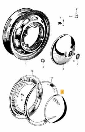 Hubcap, Baby Moon, Bare Greased Metal - 356 356A 356B - Image 2