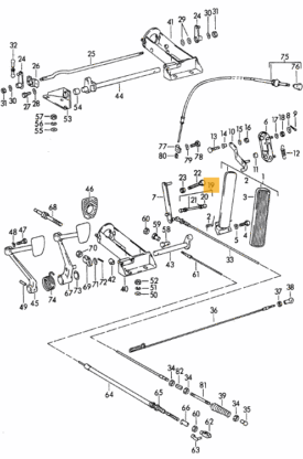 Accelerator / Throttle Pedal, Push Rod with Ball Cup - all 356 - Image 2