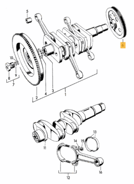 Crank Power Pulley (CSP) Solid 127mm WITH correct length Fan Belt - all 356 - Image 5