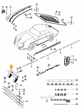 Horn Grille, Above the Bumper (Right) - 356B, 356C - Image 2