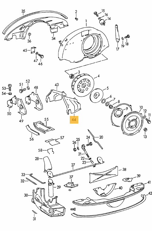 Engine Tinware Cover Plate, Cylinder 4, Left, Pulley End (Restored)- all 356 - Image 3