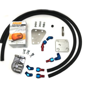 Oil Filter, Full Flow External Conversion Kit (with -8 Tap) (Blue / Red Hose Fittings)  