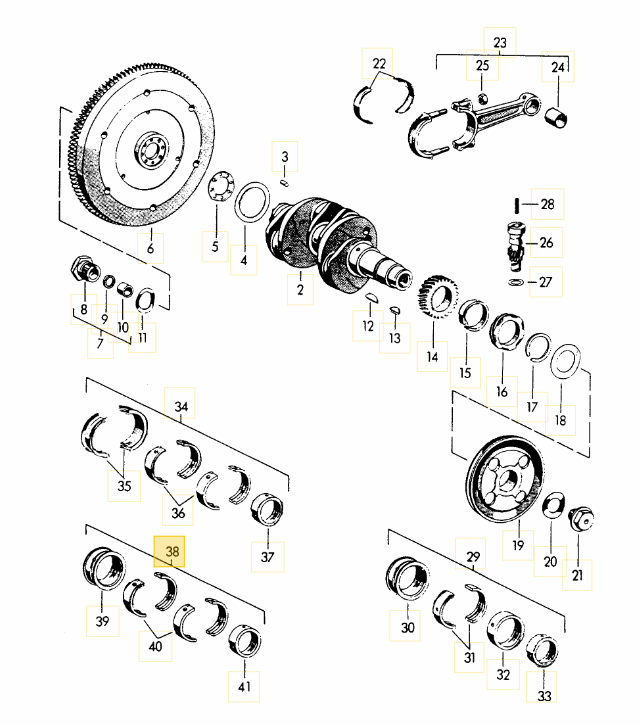 Engine Main Bearing Set, (55mm Crank), 1st 0.25mm Case / 2nd 0.50mm Inside Crank - 356C, SC - Image 2