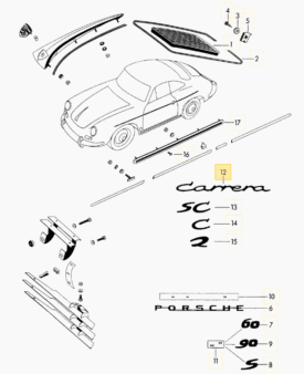 Badge / Emblem, Carrera (Gold) script 250mm (Used) - 356 Carrera - Image 4