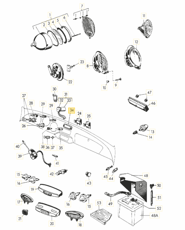 Interior Light Assembly, 80mm, Frosted Clear Plastic with Chrome Bezel - 356A T2, 356B, 356C - Image 3