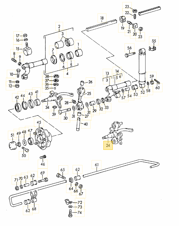Stub Axle / Steering Knuckle, with Late Spindle (Rebuilt), (Pair