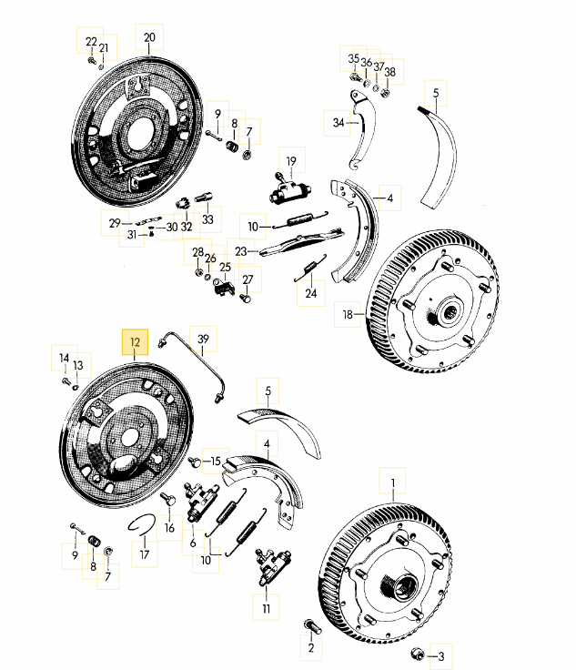 Brake Backing Plate (Front, Left, Drum) (Used, Repainted) 356B PRS 356 Porsche 356 Parts