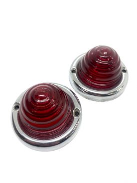 Rear Light, Beehive Red Lens, SWF K11442 with Rubber Seal & Chrome Bezel (Used Original) (Pair)- 356AT2