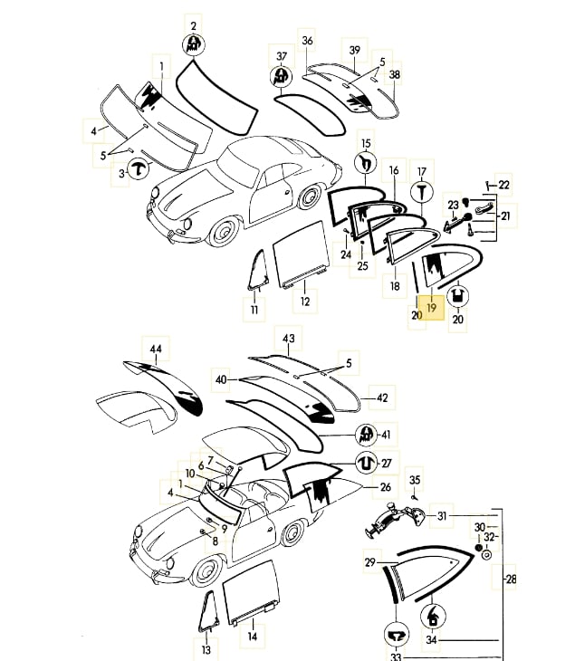 Window, Glass Rear Quarter D, Left or Right - all 356 Coupe - Image 2