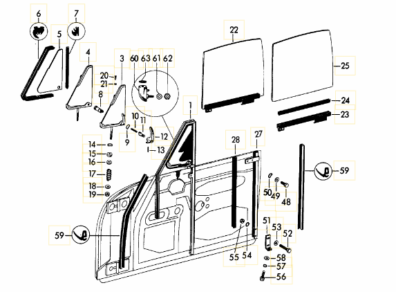 Door, Vent Window Holder, Bottom Chrome, Left (Used Original) - 356B, 356C - Image 3