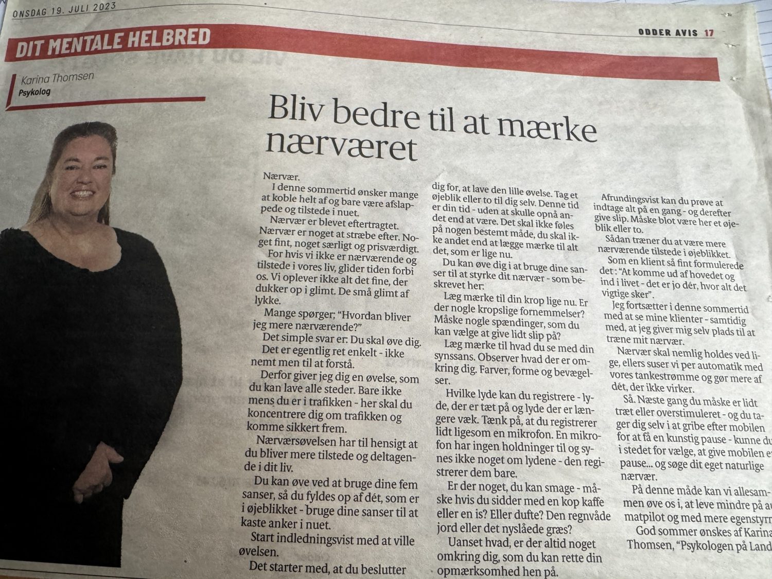 Dit mentale helbred (6): Bliv bedre til at mærke nærværet