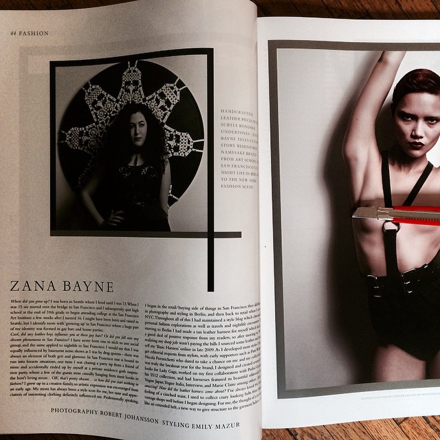 ZANA BAYNE interview in Intermission Magazine @zanabayne #zanabayne #leather