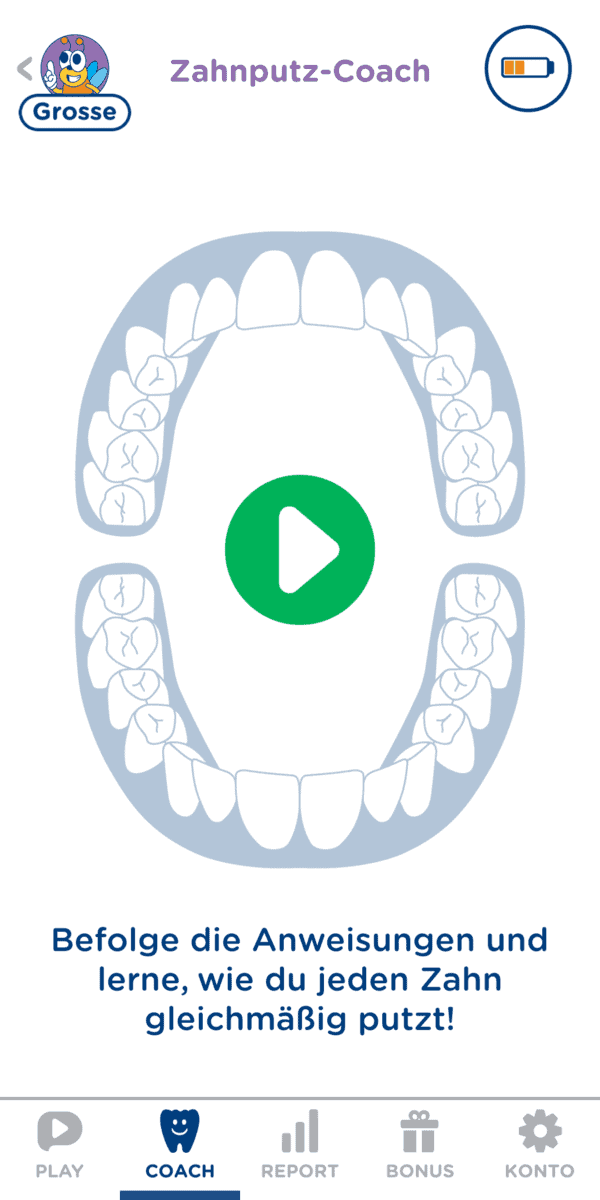 Playbrush, Zähne putzen, Spiele App, Signal, elektrische Zahnbürste