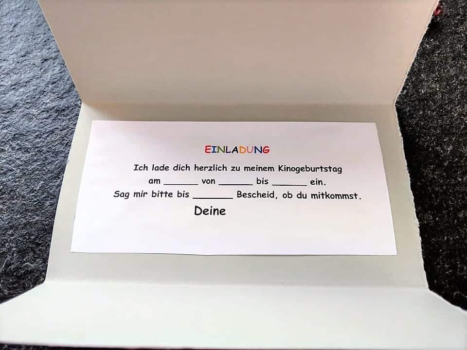 Ganz Grosses Kino Bastelanleitung Fur Geburtstagseinladungen Ins Kino Puddingklecks