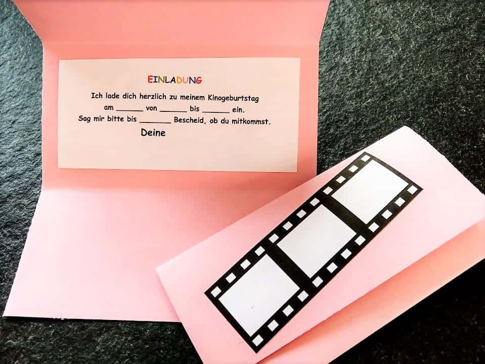 Ganz großes Kino // Bastelanleitung für Geburtstagseinladungen ins Kino - Puddingklecks