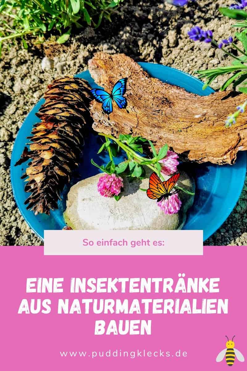 Hier wird dir erklärt, wie du ganz einfach eine Insektentränke bauen und so die Bienen und ihre Freunde in deinem Naturgarten unterstützen kannst. #DIY #basteln #basteltipp #bastelnmitkindern #nachhaltigkeit #wildgarten #naturgarten #wassertränke #vogeltränke #insektentränke