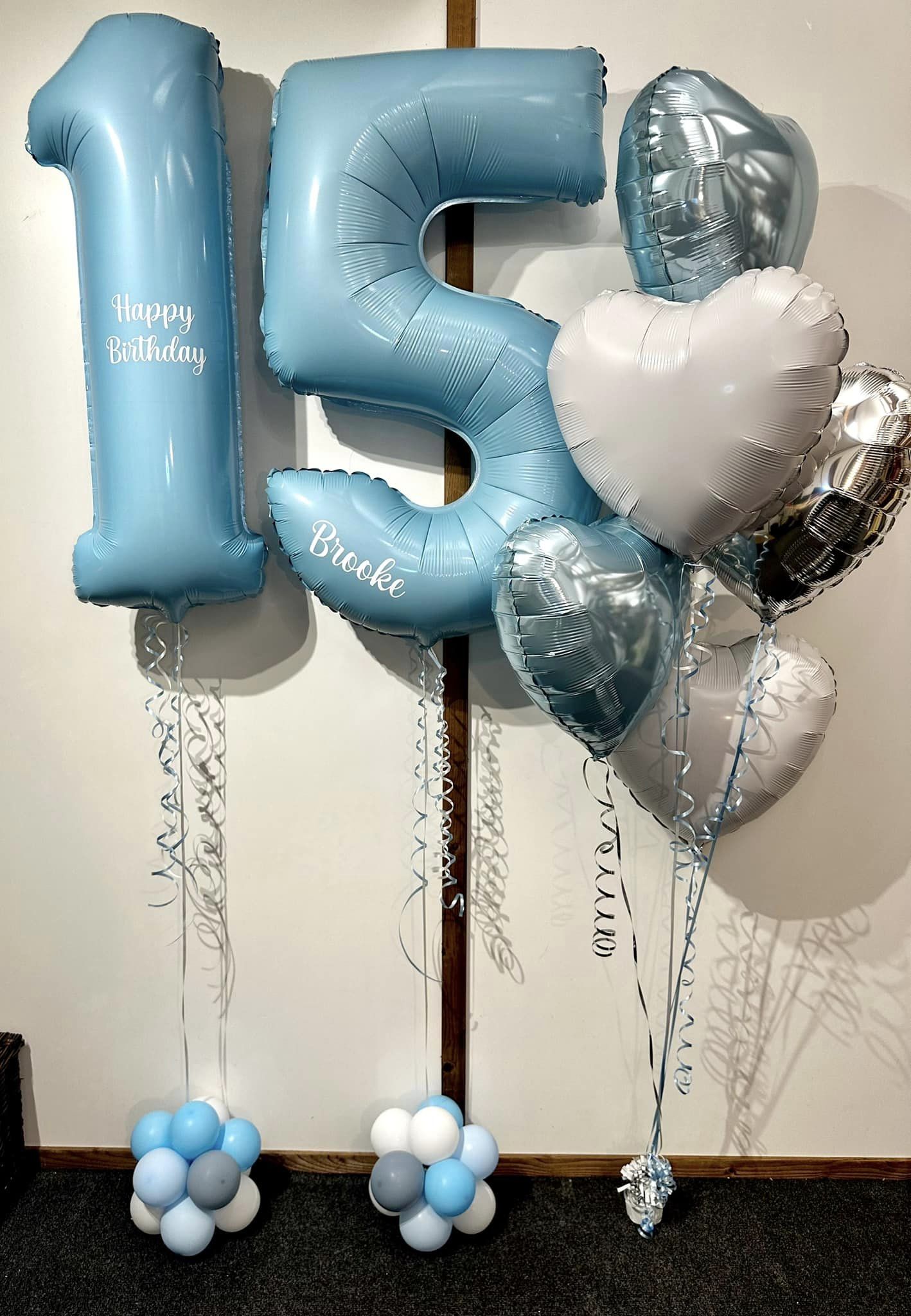 15th Blue Helium Balloon Bouquet