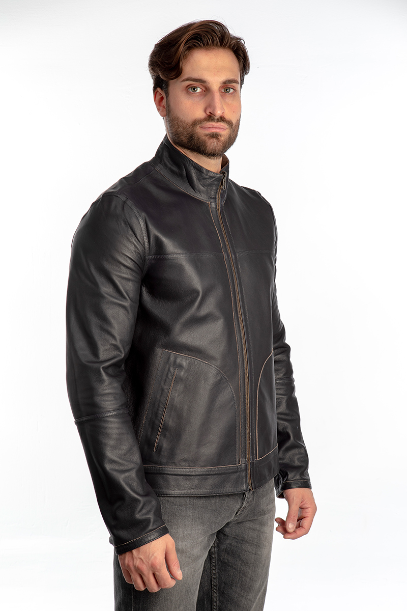 Kevin Black jacket - Puntopelle | Best leather jacket in Rome