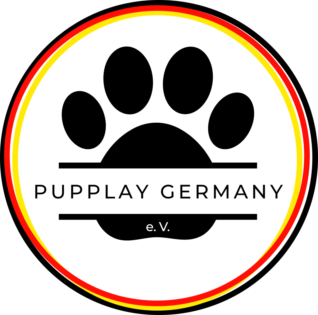 Logo PupPlay Germany e. V. - eine Pfote in einem schwarz-rot-goldenem Ring