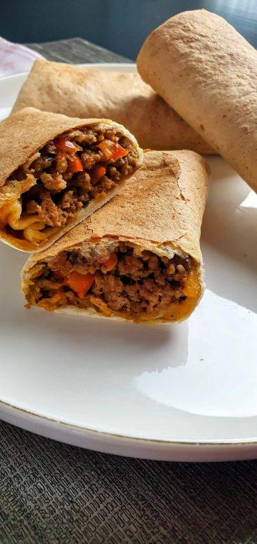 High-Protein Low-Calorie Cheesy Beef Burrito