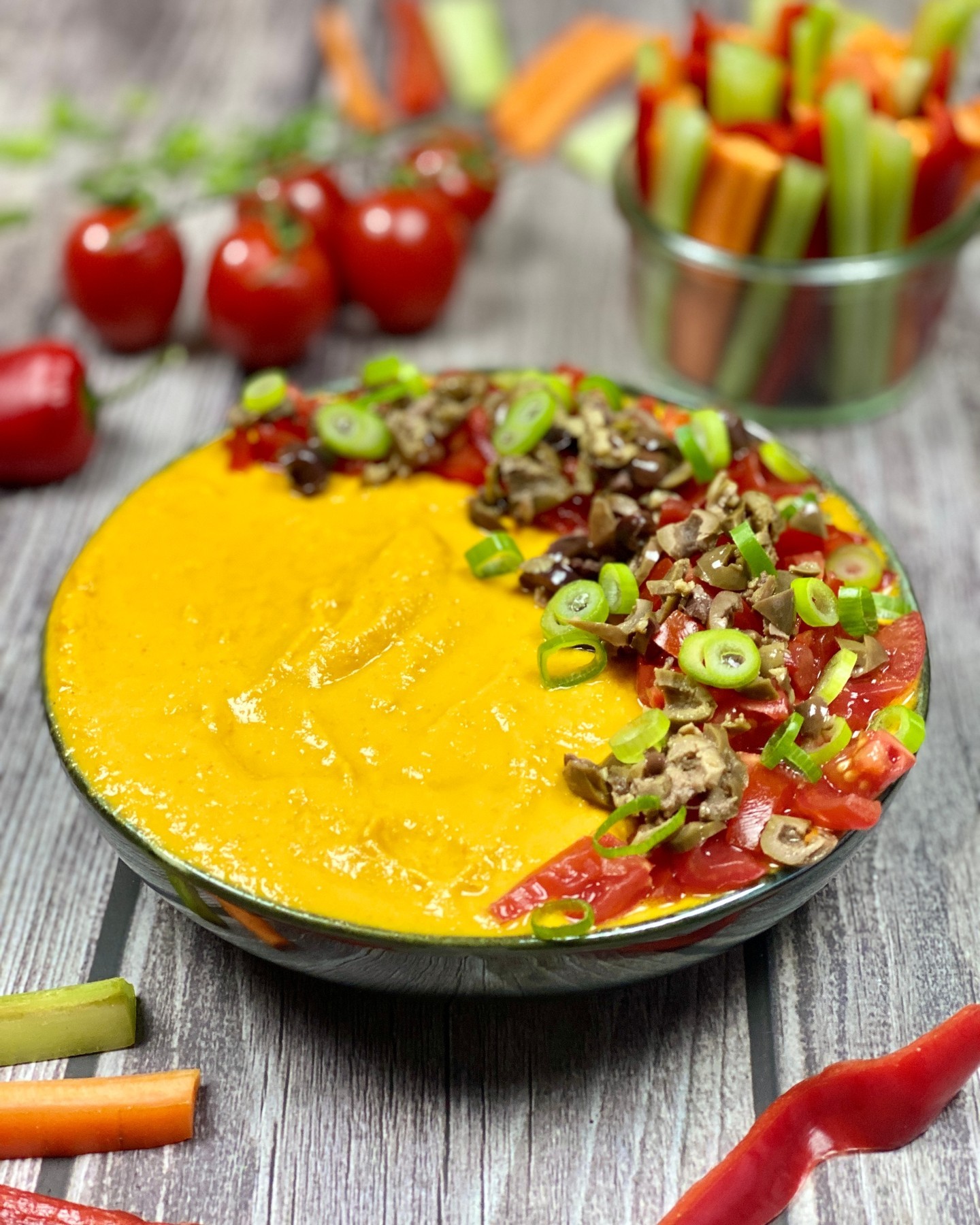 RECIPE TIME | SAVE AND SHARE THIS POST⁠
⁠
Dips and dressings are both amazing and I love them dearly. If you love them too, then this is your lucky day, because it’s recipe share time.⁠
⁠
Sweet pepper dip⁠
⁠
2 orange bell peppers, chopped⁠
1/2 cup zucchini, peeled and chopped⁠
1/4 cup oil free sundried tomatoes, soaked⁠
1/4 cup tahini⁠
1 small garlic clove, minced (optional)⁠
2 tbsp lime juice⁠
2 tbsp soak water sundried tomatoes⁠
⁠
Add the ingredients to a high speed (vacuum) blender and blend until smooth. ⁠
⁠
Serve with fresh non sweet fruit and veggies and dip away. Enjoy!⁠
⁠
Don’t forget to save and share this post 💛⁠
⁠
xx⁠
⁠
#rawvegan #veganfit #vegan #motivation #health #lifestyle #rawveganrecipe #inspiration #rawfood #rawplantbased #freerecipe #voedingsdeskundige #gezondedarmen #plantaardig #veganfood #plantbased #fruit #lactosefree #soyfree #veggies #glutenfree #healthyfood #recipeshare #plantpower #sweetpepperdip #glutenvrij #healthygut #sosfree #weightloss #rawfoodfeast
